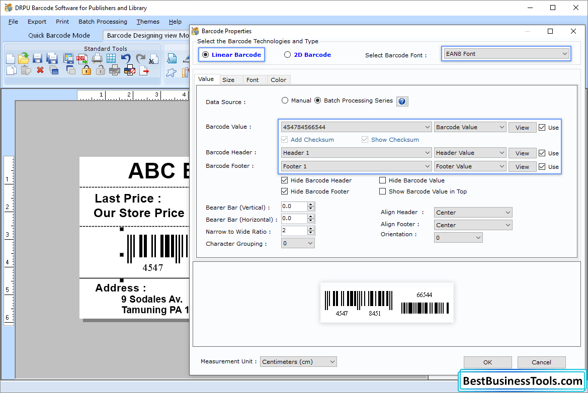 Library barcode software design publisher book magazine barcode labels tags