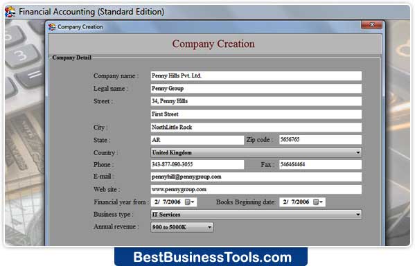 Financial Accounting Tool screenshot