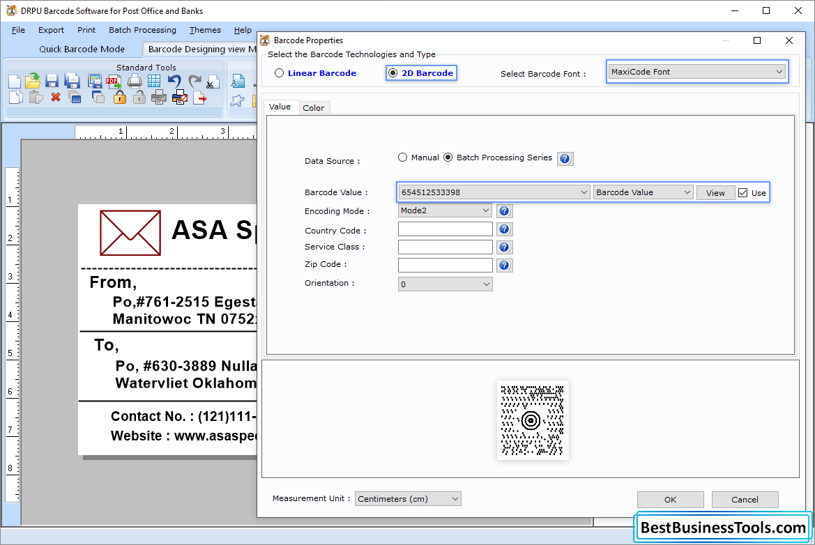Post office mailing letter envelope labels design bank barcode software