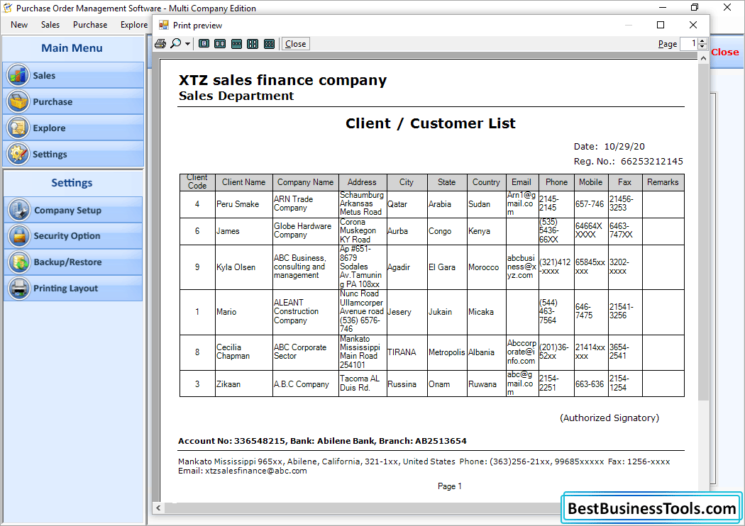 Purchase order processing business billing and invoicing system