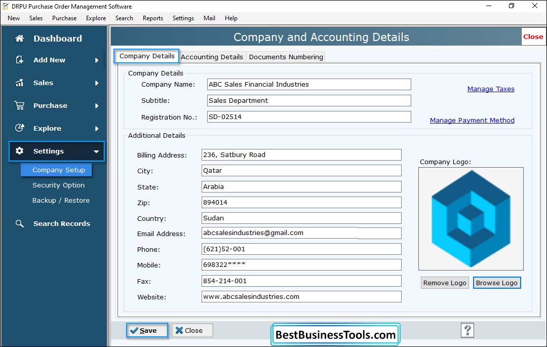 Company and Accounting Details